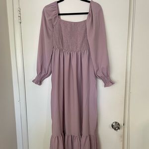 Purple long sleeve stretch dress